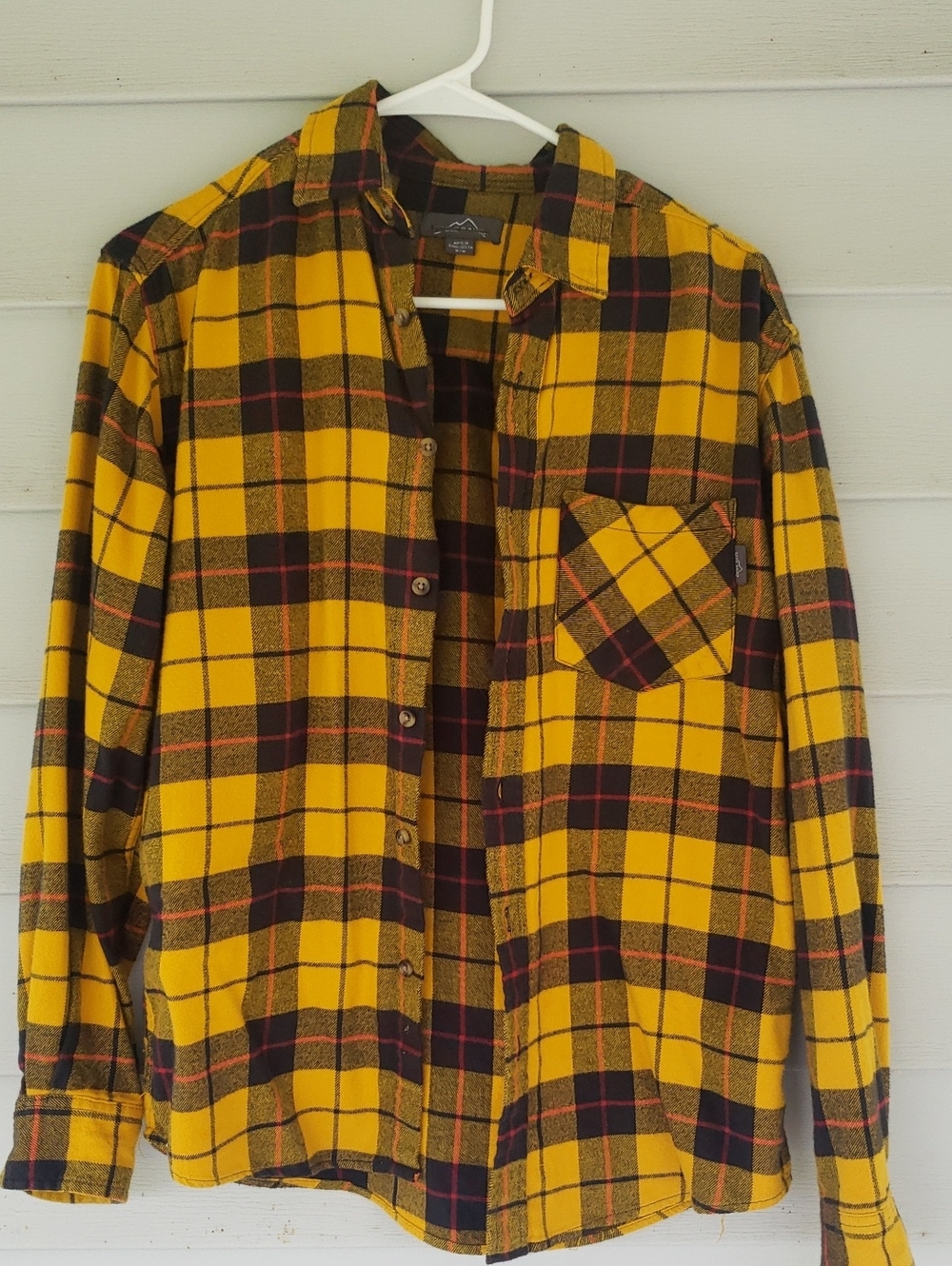 Soft 100% Cotton Eddie Bauer Yellow and Black Plaid Button-Down Shirt